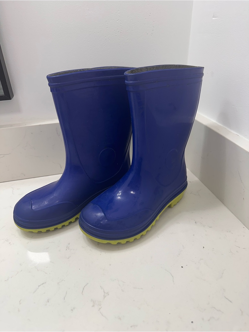 Kids Blue Rain Boots with Lime Outsole